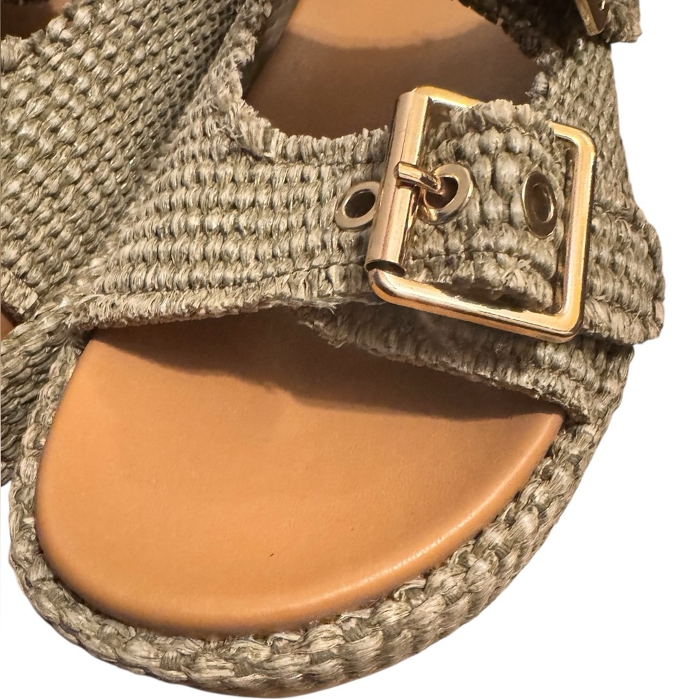 Steve Madden Karrigan Light Olive Raffia Sandals Size 9 - Picture 11 of 14